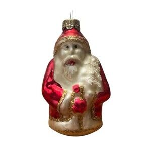 Vintage Hand Blown Glass Christmas Ornament Santa German 3" READ